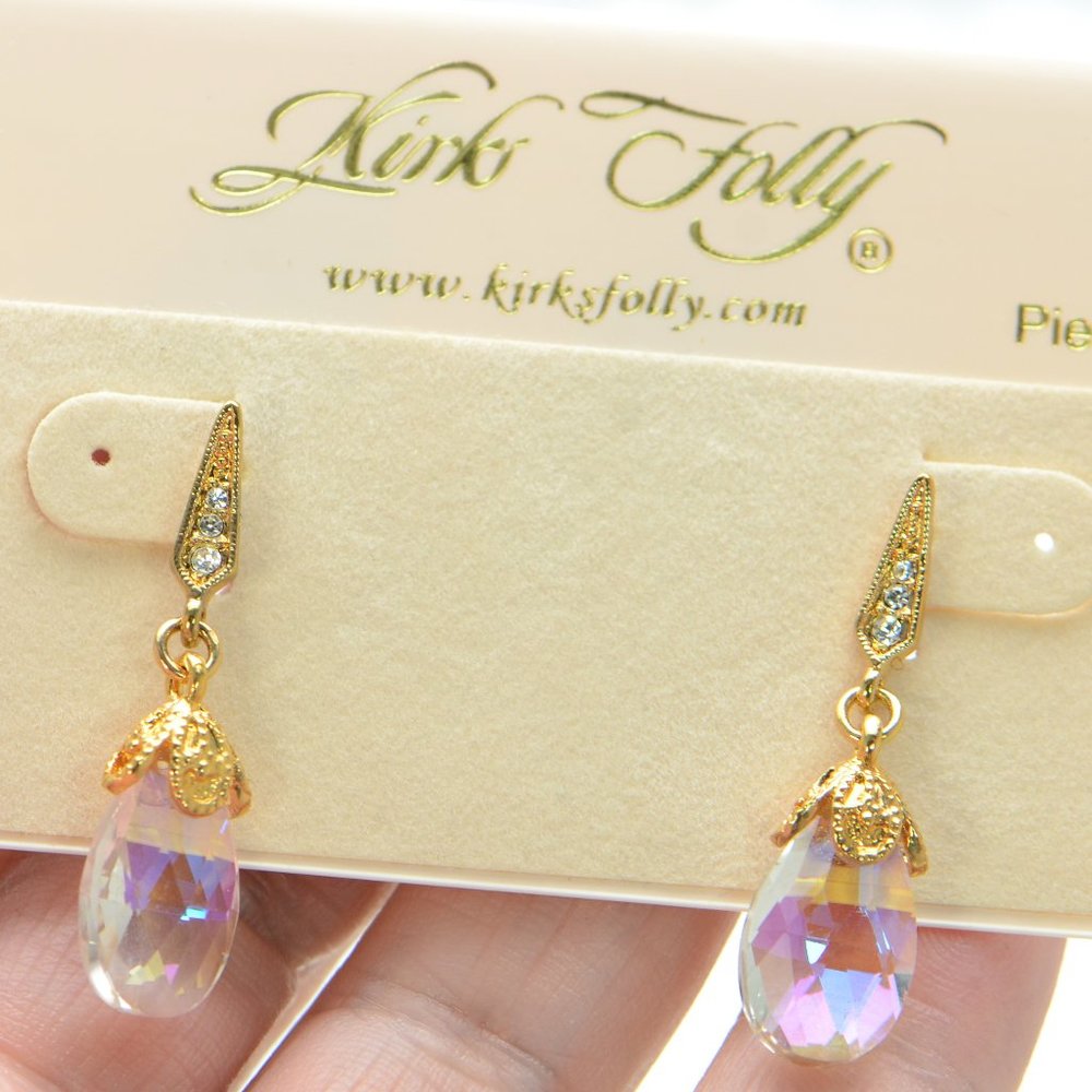 Kirks Folly Gold-tone Crystal Drop Earrings